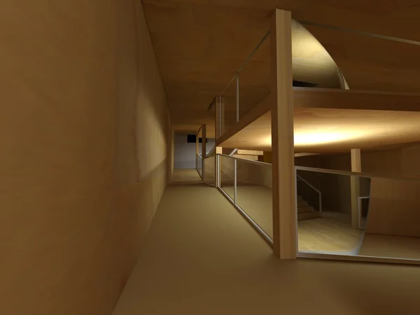Architecture conceptuelle, intérieur, salle en bois . — Photo