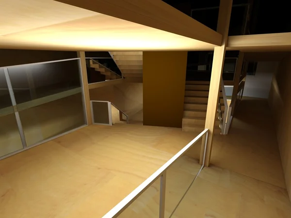 Architettura concettuale, interno, stanza di legno . — Foto Stock