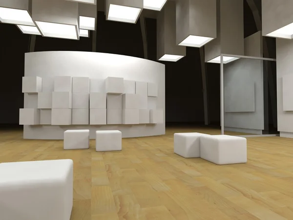 Galerie d'art avec cadres vierges, bâtiment moderne, archi conceptuel — Photo