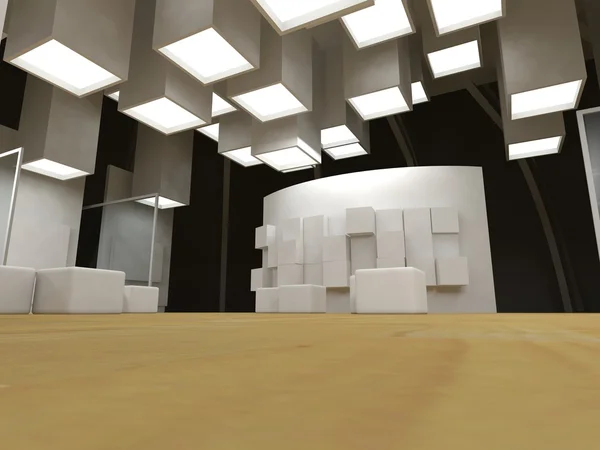 Kunstgalerie mit leeren Rahmen, modernes Gebäude, konzeptionelle Archi — Stockfoto