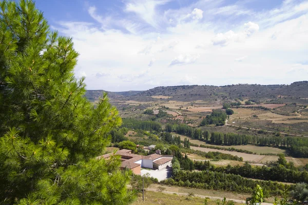 Blick entlang des Flusses Tajo, mit Feldern. Spanien — Stockfoto
