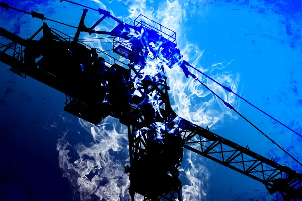 stock image Crane,construction tower, illustration with vivid colors