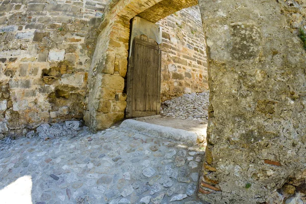 デニア、スペイン、後部ドアでアラビア語の城 — ストック写真