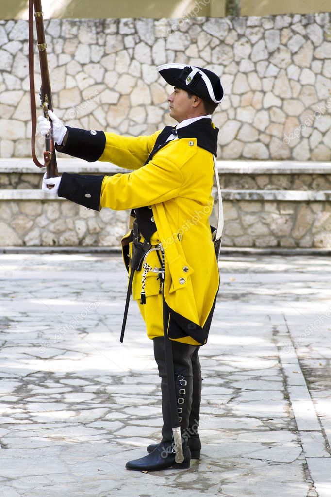 Royal Guardsman during the re-enactment of the War of Succession ...