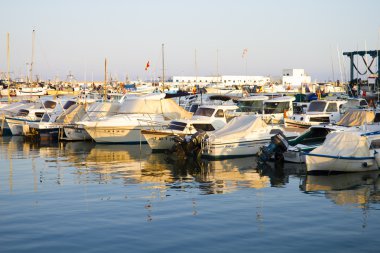 denia, İspanya yakınındaki limanında demirleyen tekneleri