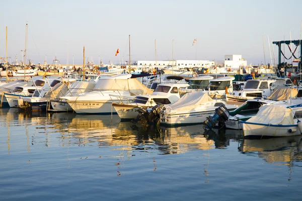 Boats moored in harbour near Denia, Spain — Stock Photo, Image