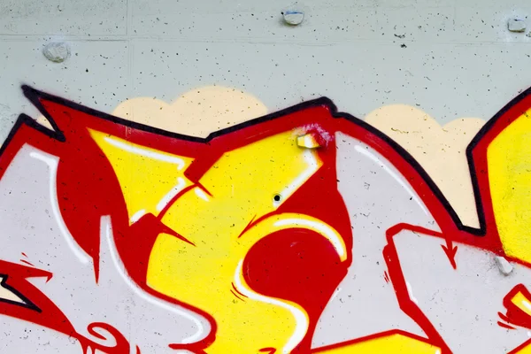 Tipografia e linhas de cor, segmento de um grafitti urbano na parede — Fotografia de Stock