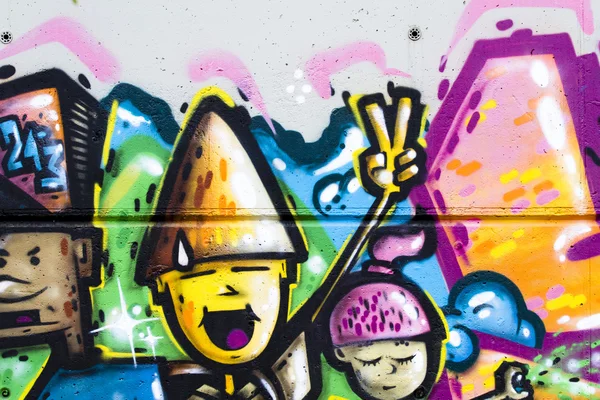 stock image Color cartoons, segment of an urban grafitti on wall