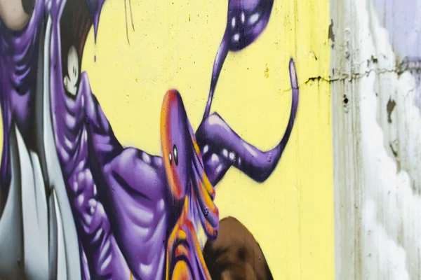 स्ट्रीट आर्ट, दीवार पर एक शहरी ग्राफिटी का खंड — स्टॉक फ़ोटो, इमेज
