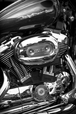 Side view of a custom motorcycle engine clipart