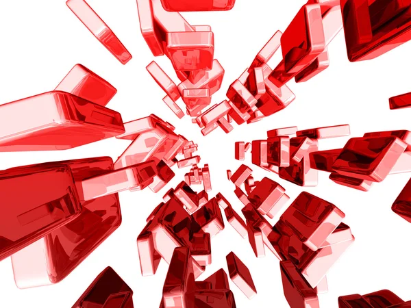 Cubes 3d rouges avec des effets de lumière brillants — Photo