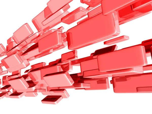 Cubos 3D vermelhos com efeitos de luz brilhante — Fotografia de Stock