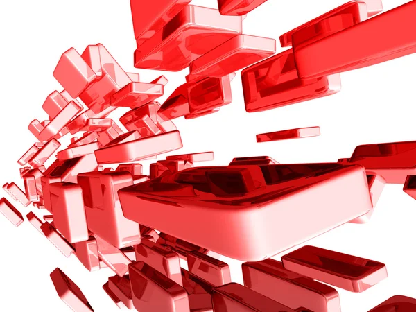 Rote 3D-Würfel mit glänzenden Lichteffekten — Stockfoto