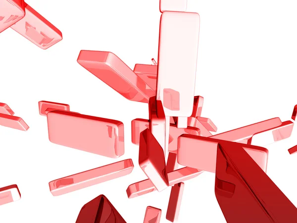 Червоні 3d кубики з глянцевими світловими ефектами — стокове фото