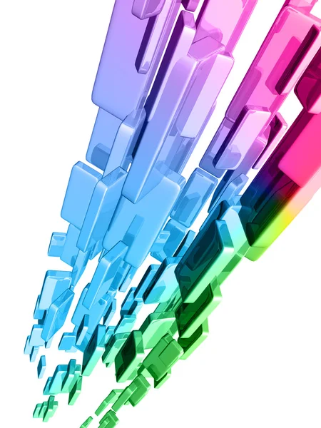 Arco-íris cubos 3d com efeitos de luz brilhante — Fotografia de Stock