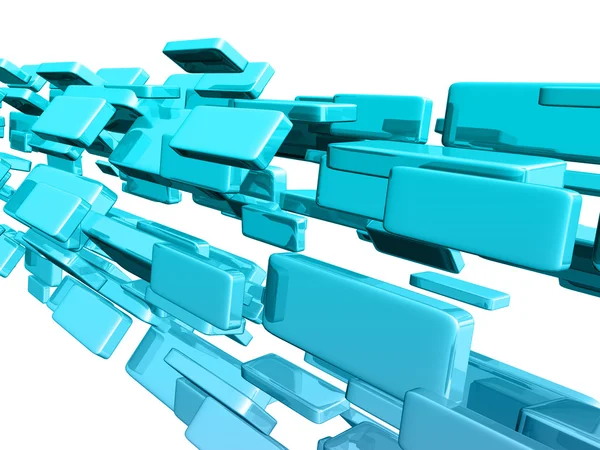 Cubos 3D azuis com efeitos de luz brilhante — Fotografia de Stock