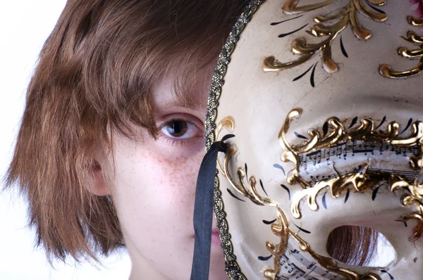 Dziewczyna sobie venicean maska — Zdjęcie stockowe