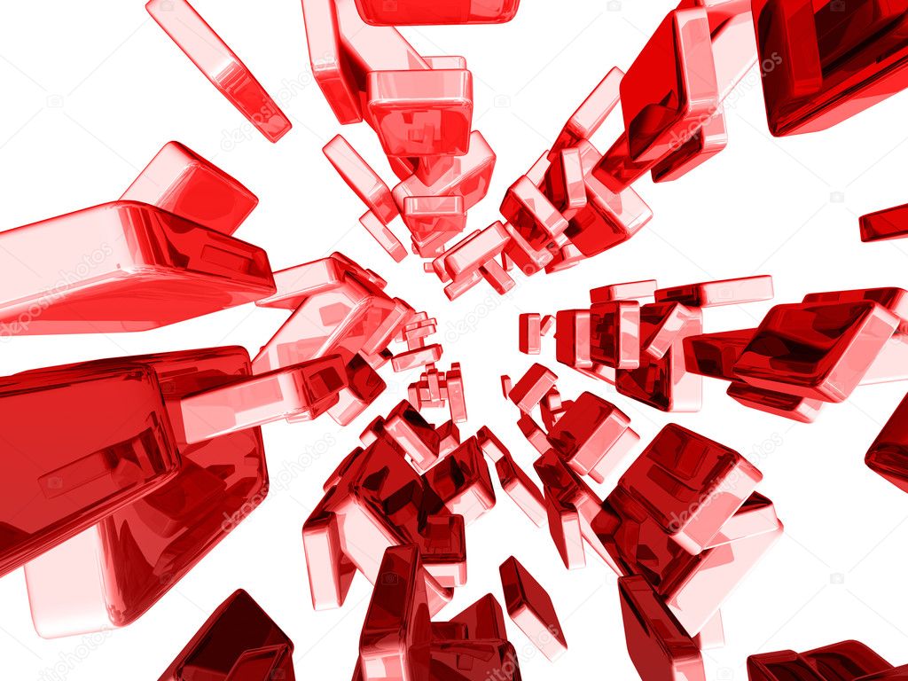 Red 3d cubes with glossy light effects