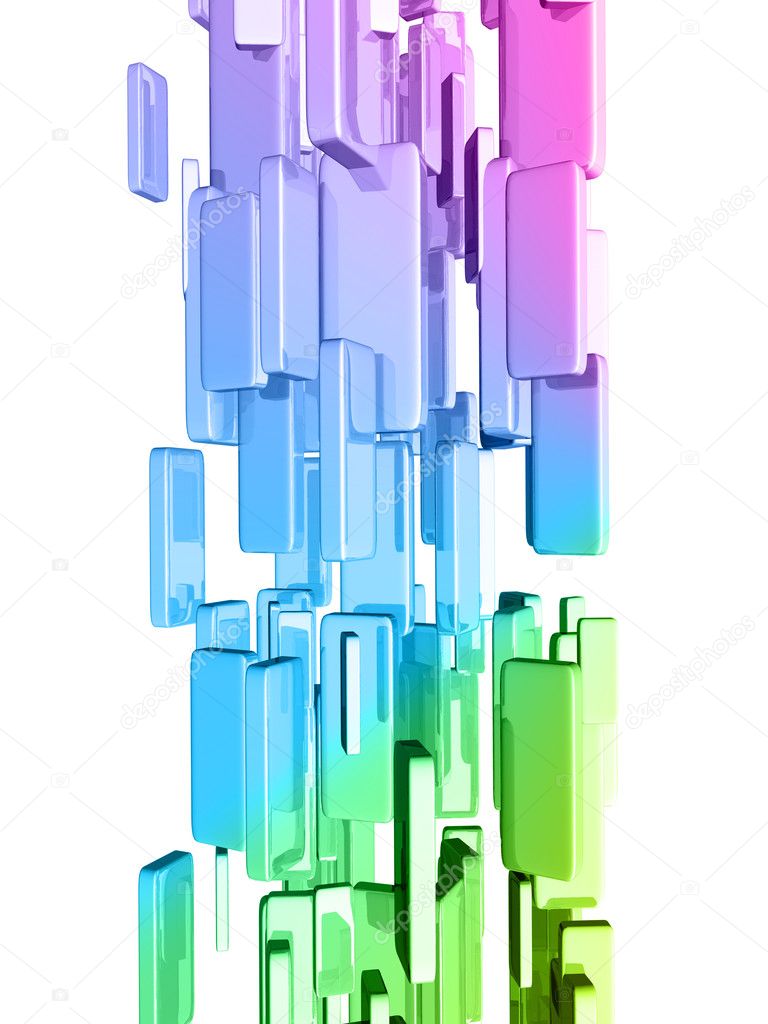 Rainbow 3d cubes with glossy light effects