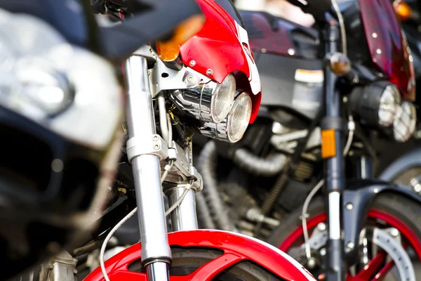 Motorbikes chromed engine. Bikes in a street — Stock Photo, Image