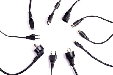 Power cord connectors over white background