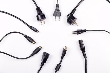 Power cord connectors over white background