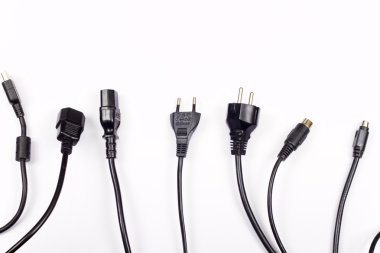 Power cord connectors over white background