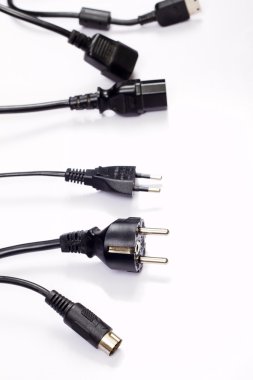 Power cord connectors over white background