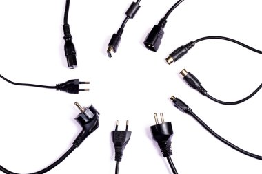 Power cord connectors over white background