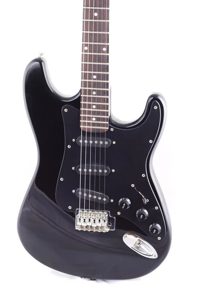 Guitarra eléctrica negra sobre fondo blanco —  Fotos de Stock