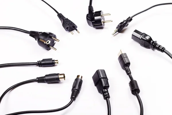 Power cord connectors over white background — Stok fotoğraf