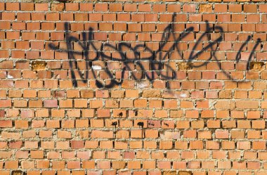 Graffiti on the bricks wall, urban picture clipart