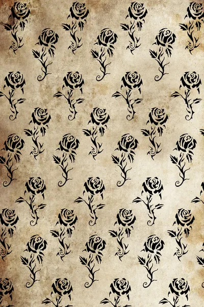 Tattoo pattern with rose designs over antique paper — Stock Photo, Image