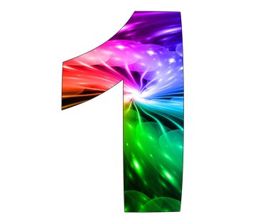 1 number with abstract design clipart