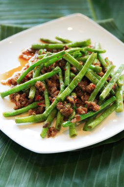 Dried sauteed string beans dish clipart