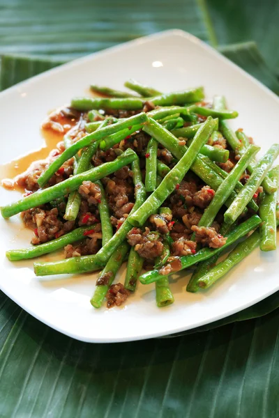 Dried sauteed string beans dish — Stock Photo, Image