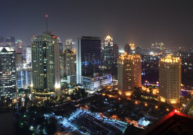 City buildings at night clipart