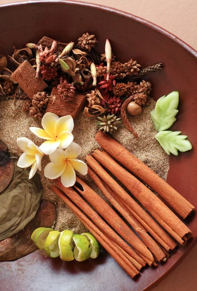 Aromaterapia natural a base de hierbas e ingredientes del spa Fotos De Stock
