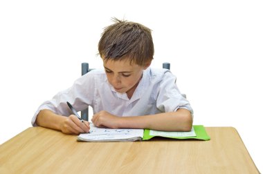 Boy with homework clipart