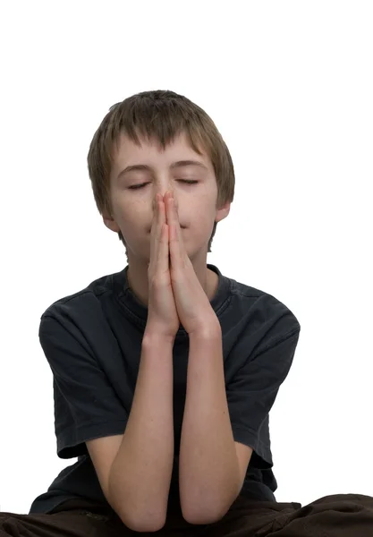 Chlapec se modlí — Stock fotografie
