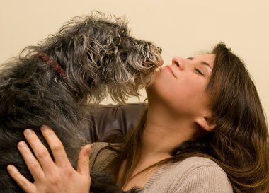 Woman and dog clipart