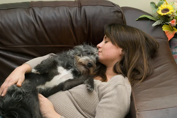 stock image Woman and dog