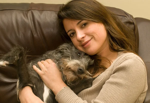 Kvinna och hund Royaltyfria Stockfoton