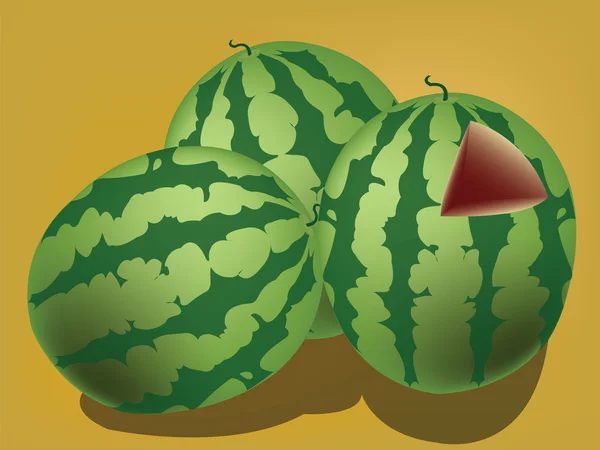 karpuz Sarı zemin üzerine