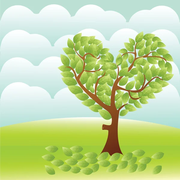 stock vector Heart tree on the field