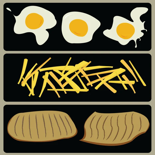 sahanda yumurta ve et ızgara patates kızartması