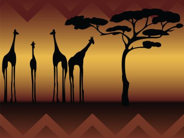 Abstract giraffe into the wild clipart