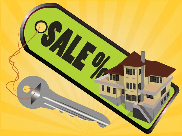 Casa abstrata com chave para venda — Vetor de Stock