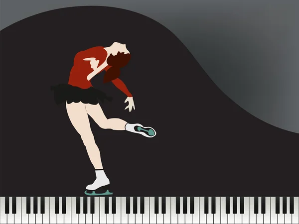 Patinador artístico tocando el piano — Vector de stock