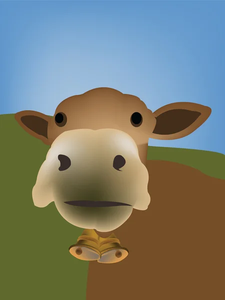 Vaca animada no campo — Vetor de Stock